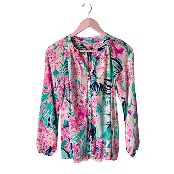 Lilly Pulitzer Floral Blouse - Picture 1 of 6